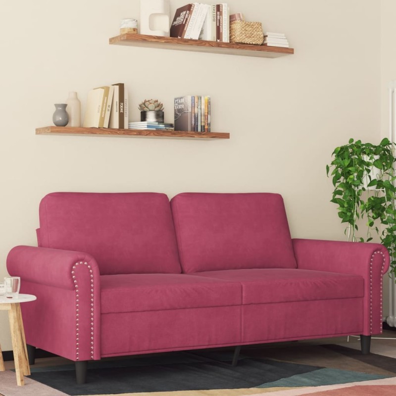 Canapé à 2 places Rouge bordeaux 140 cm Velours 