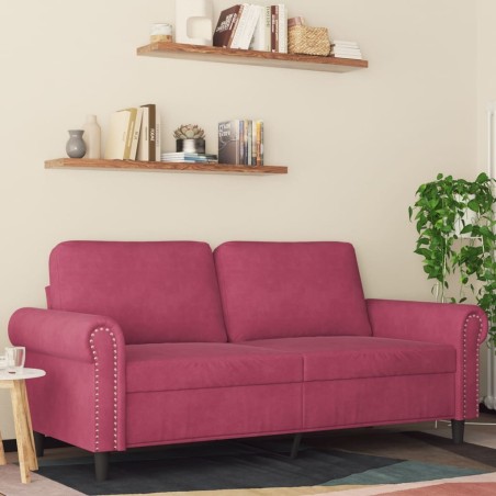 Canapé à 2 places Rouge bordeaux 140 cm Velours 