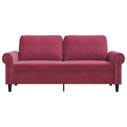 Canapé à 2 places Rouge bordeaux 140 cm Velours 