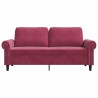 Canapé à 2 places Rouge bordeaux 140 cm Velours 