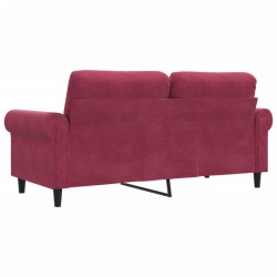 Canapé à 2 places Rouge bordeaux 140 cm Velours 