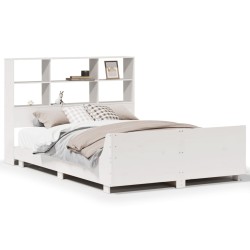 Cadre de lit sans matelas blanc 140x200 cm bois de pin massif 