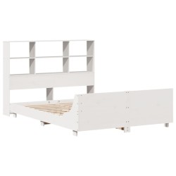 Cadre de lit sans matelas blanc 140x200 cm bois de pin massif 