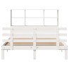 Lit bibliothèque sans matelas blanc 140x190 cm bois pin massif 