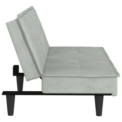 Canapé-lit avec porte-gobelets gris clair velours 