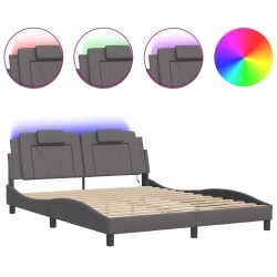 Cadre de lit avec LED sans matelas gris 160x200 cm 