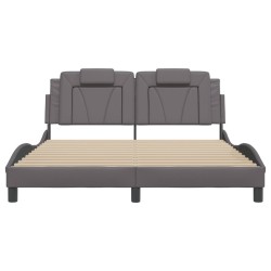 Cadre de lit avec LED sans matelas gris 160x200 cm 