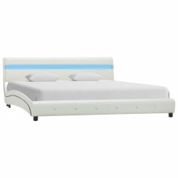 Cadre de lit avec LED blanc similicuir 150x200 cm 