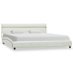 Cadre de lit avec LED blanc similicuir 150x200 cm 