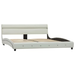 Cadre de lit avec LED blanc similicuir 150x200 cm 