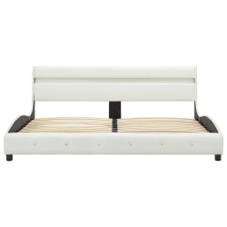 Cadre de lit avec LED blanc similicuir 150x200 cm 