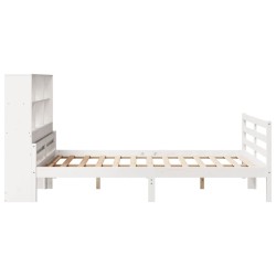 Lit bibliothèque sans matelas blanc 140x200 cm bois pin massif 