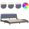 Cadre de lit avec lumières LED gris foncé 200x200 cm velours 