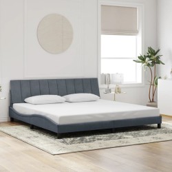 Cadre de lit avec lumières LED gris foncé 200x200 cm velours 