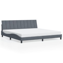 Cadre de lit avec lumières LED gris foncé 200x200 cm velours 