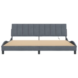 Cadre de lit avec lumières LED gris foncé 200x200 cm velours 