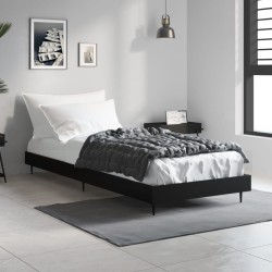 Cadre de lit sans matelas noir 75x190 cm bois ingénierie 