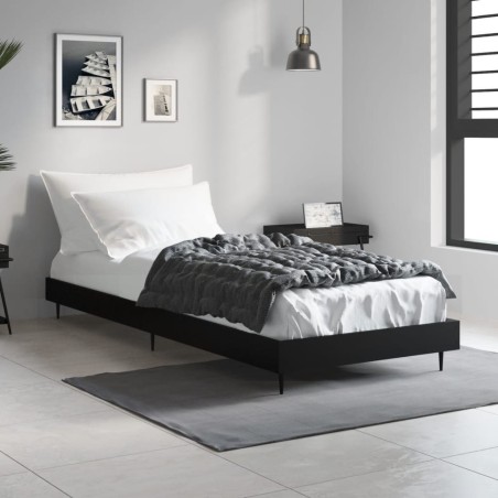 Cadre de lit sans matelas noir 75x190 cm bois ingénierie 