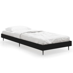Cadre de lit sans matelas noir 75x190 cm bois ingénierie 