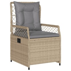 Ensemble à manger de jardin et coussins 3 pcs Beige poly rotin 