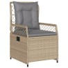 Ensemble à manger de jardin et coussins 3 pcs Beige poly rotin 