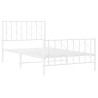 Cadre de lit métal sans matelas et pied de lit blanc 100x200 cm 
