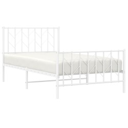 Cadre de lit métal sans matelas et pied de lit blanc 100x200 cm 