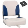 Ensemble de sièges de bateau pliables 2 pcs oreiller bleu blanc 