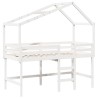 Lit superposé avec échelle et toit sans matelas blanc 90x190 cm 