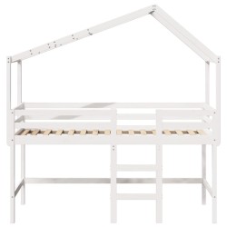 Lit superposé avec échelle et toit sans matelas blanc 90x190 cm 