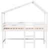 Lit superposé avec échelle et toit sans matelas blanc 90x190 cm 