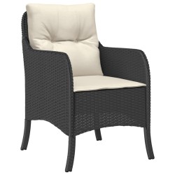 Ensemble à manger de jardin avec coussins 3 pcs Noir 