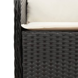 Ensemble à manger de jardin avec coussins 3 pcs Noir 