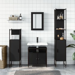 Ensemble de meubles salle de bain 4 pcs noir bois d'ingénierie 