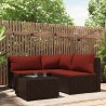 Salon de jardin 4 pcs avec coussins Marron Résine tressée 