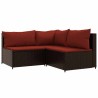 Salon de jardin 4 pcs avec coussins Marron Résine tressée 