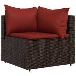 Salon de jardin 4 pcs avec coussins Marron Résine tressée 