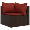 Salon de jardin 4 pcs avec coussins Marron Résine tressée 