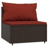 Salon de jardin 4 pcs avec coussins Marron Résine tressée 