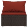 Salon de jardin 4 pcs avec coussins Marron Résine tressée 