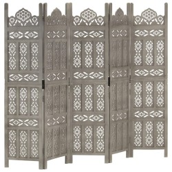 Cloison de séparation 5 panneaux Gris 200x165 cm Bois manguier 