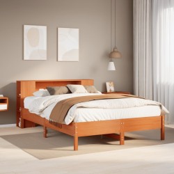 Lit bibliothèque sans matelas cire marron 120x200 cm pin massif 