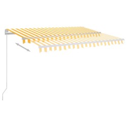 Auvent manuel rétractable avec LED 300x250 cm Jaune et blanc 