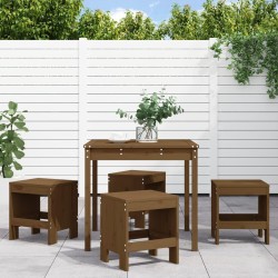 Ensemble à manger de jardin 5pcs marron miel bois pin massif 