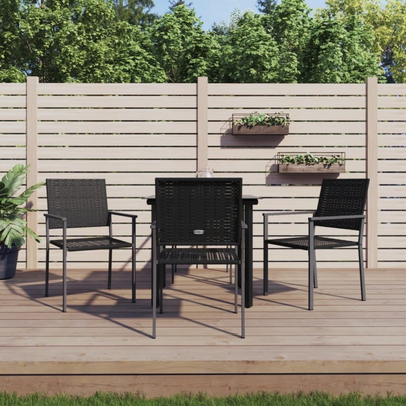 Ensemble à manger de jardin 5 pcs résine tressée acier 