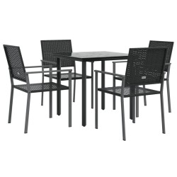 Ensemble à manger de jardin 5 pcs résine tressée acier 