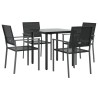 Ensemble à manger de jardin 5 pcs résine tressée acier 