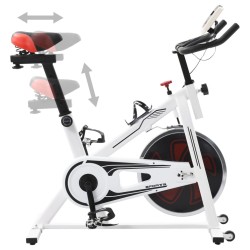 Vélo d'appartement avec capteurs de pouls Blanc et rouge 