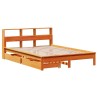 Lit bibliothèque sans matelas cire marron 135x190 cm pin massif 