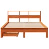 Lit bibliothèque sans matelas cire marron 135x190 cm pin massif 